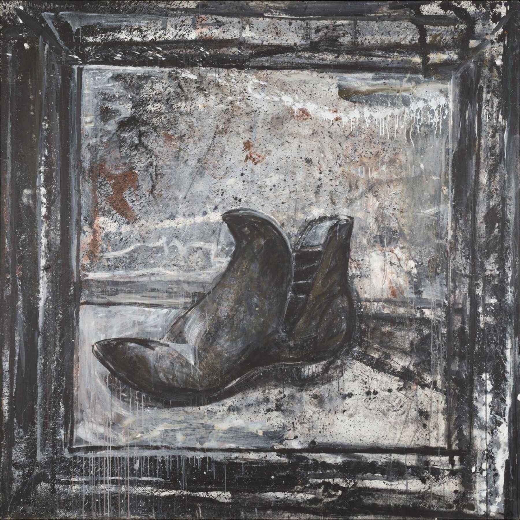 Foto av Arvid Pettersens kunstverk The evidential boot of the dead pusher fra 1985.