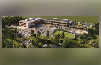 Skisse av nye Stovner skole sett ovenfra. Laget av arkitektene Via-A-Vis